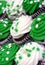 Green and White Cupcakes on a slant