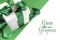 Green and white gift with beautiful satin ribbon and Green Gifts Are Gorgeous sample greeting message