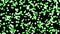 Green and white heart floating web icons isolated on black background. Animation. Chaotic small hearts in circles
