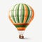 A green, white, and orange hot air balloon. Generative AI image.