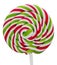 Green, white and red candy Christmas stick, lollipop