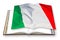 Green, white and red italian flag concept image - 3D rendering concept image of an opened photo book isolated on white - I`m the