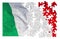 Green, white and red italian flag - concept image in jigsaw puzzle shape