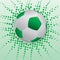 Green and white soccer ball on green background