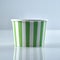 Green and white striped disposable cardboard tub