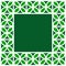 Green and white trefoil leaves lattice geometric square frame, vector