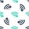Green Wifi locked icon isolated seamless pattern on white background. Password Wi-fi symbol. Wireless Network icon. Wifi