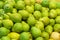 Green `Williams` pears in store as background