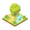 Green willow tree near lake isometric 3D icon