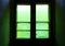 Green window door.