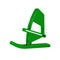 Green Windsurfing icon isolated on transparent background.
