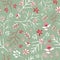 Green winter vintage florals seamless pattern