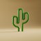 Green wire cactus sign or shape isolated in studio on yellow background, template for website