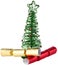 Green wire christmas tree with crackers