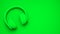 Green wireless headphones isolated on green