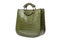 Green women bag, imitation reptile skin, on a white background