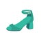 Green women s sandals. Low-heeled shoes