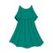 Green women's summer dress. Vector flat cartoon illustration