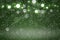Green wonderful shining glitter lights defocused bokeh abstract background with sparks fly, holiday mockup texture with blank