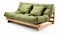 Green Wood Futon Sofa - High Resolution, Realistic Still-life Design