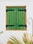 Green Wood Shutters with Black Iron Hinges
