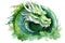 Green wooden dragon symbol 2024. Chinese new year 2024 year of the green wood dragon. Watercolor