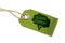 Green wooden hang tag with 100% cotton