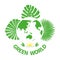 Green world leaves silhouette icons Greenpeace analysis leaf design linear elements eco logo emblem planet tree health