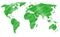 Green World Map, continents of the planet - vector
