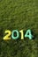 Green and Yellow 2014 Message on Grass Background