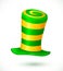 Green and yellow colors striped realistic vector carnival hat