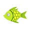 Green And Yellow Fantastic Colorful Aquarium Fish, Tropical Reef Aquatic Animal