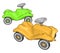 Green and yellow kids car, illustration, vector