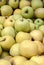 Green and yellow market apples