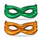 Green and yellow mask for face character super hero in the style of comics