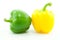 A green and yellow pepper