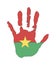 Green, yellow, red color of the flag. vector handprint in the form of the star flag of Burkina faso