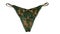 Green and yellow worn women\\\'s thong close-up on a white background