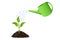 Green Young plant with watering can. Vector