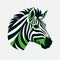 Green Zebra Head Symbol Vector Illustration