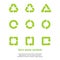 Green zero waste symbols set on the white background. Reuse, renew, compost food waste, concept. Recycle symbol vector