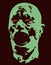 Green zombie screams head. Vector illustration.