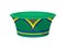 Green zulu hat with bright ornament. African traditional headdress for women. Female accessory. Flat vector icon
