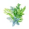 Greenery decorative bouquet, composed of fresh green leaves and ferns