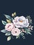 Greenery, pose and white peony, blush rose flowers vector illustration design