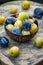 Greengage and blue plum in bowl