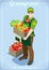 Greengrocer Services People Isometric