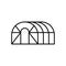 Greenhouse hemisphere. Linear icon of frame glasshouse for gardening, agriculture. Black simple illustration of oval conservatory