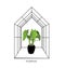 Greenhouse illustration on white background. flower house. Winter Garden. Gardening and truck farming concept. Exotic houseplant