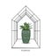 Greenhouse illustration on white background. flower house. Winter Garden. Gardening and truck farming concept. Exotic houseplant